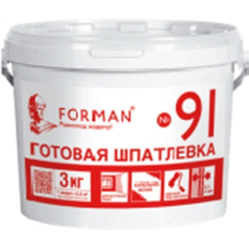 Готовая шпатлевка полимерная белая для внутренних работ FORMAN 91