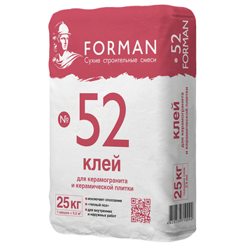 Клей цементный для керамогранита FORMAN 52