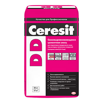 Самовыравнивающаяся цементная смесь (от 0,5 до 5,0 мм) Церезит (Ceresit) DD